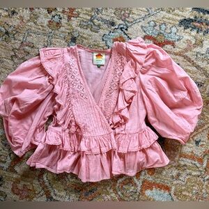 Farm Rio Pink Ruffled Blouse